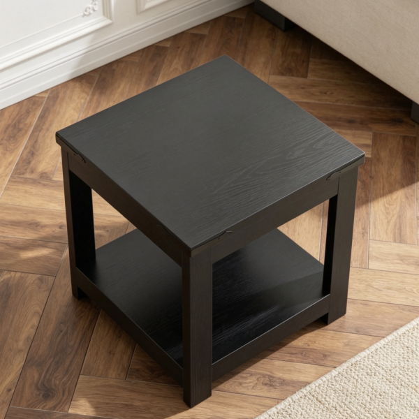 20x20 Black Square End Table